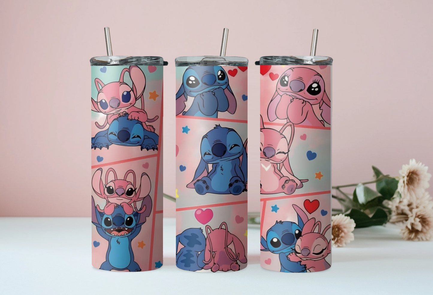 Angel & Stitch Valentines Tumbler