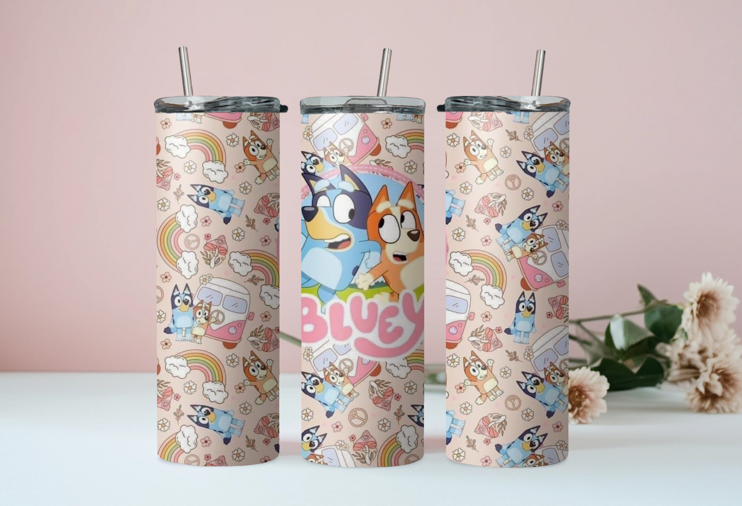 Pink Bluey Collage Tumbler