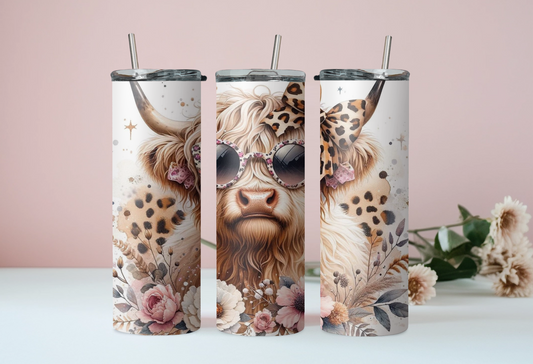 Glam Highland Cow Tumbler