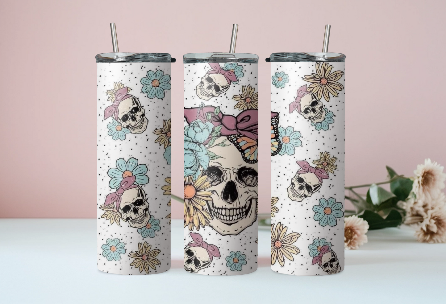 Polka Dot Skull Tumbler