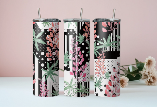 Black & White Floral Tumbler