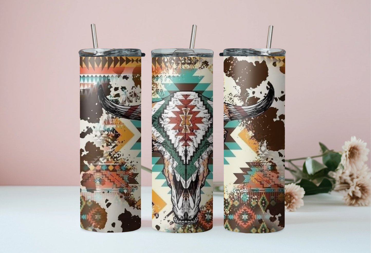 Boho Cow Aztec Tumbler