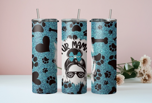 Fur Mama Blue Sparkle Tumbler