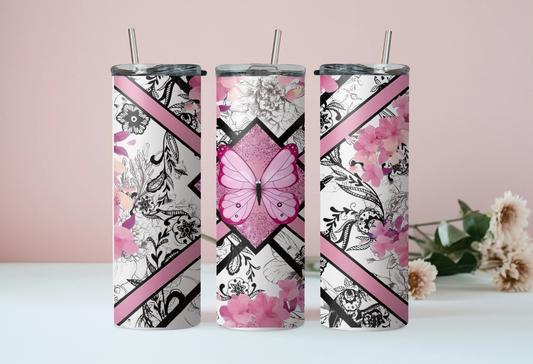 Pink Butterfly Tumbler