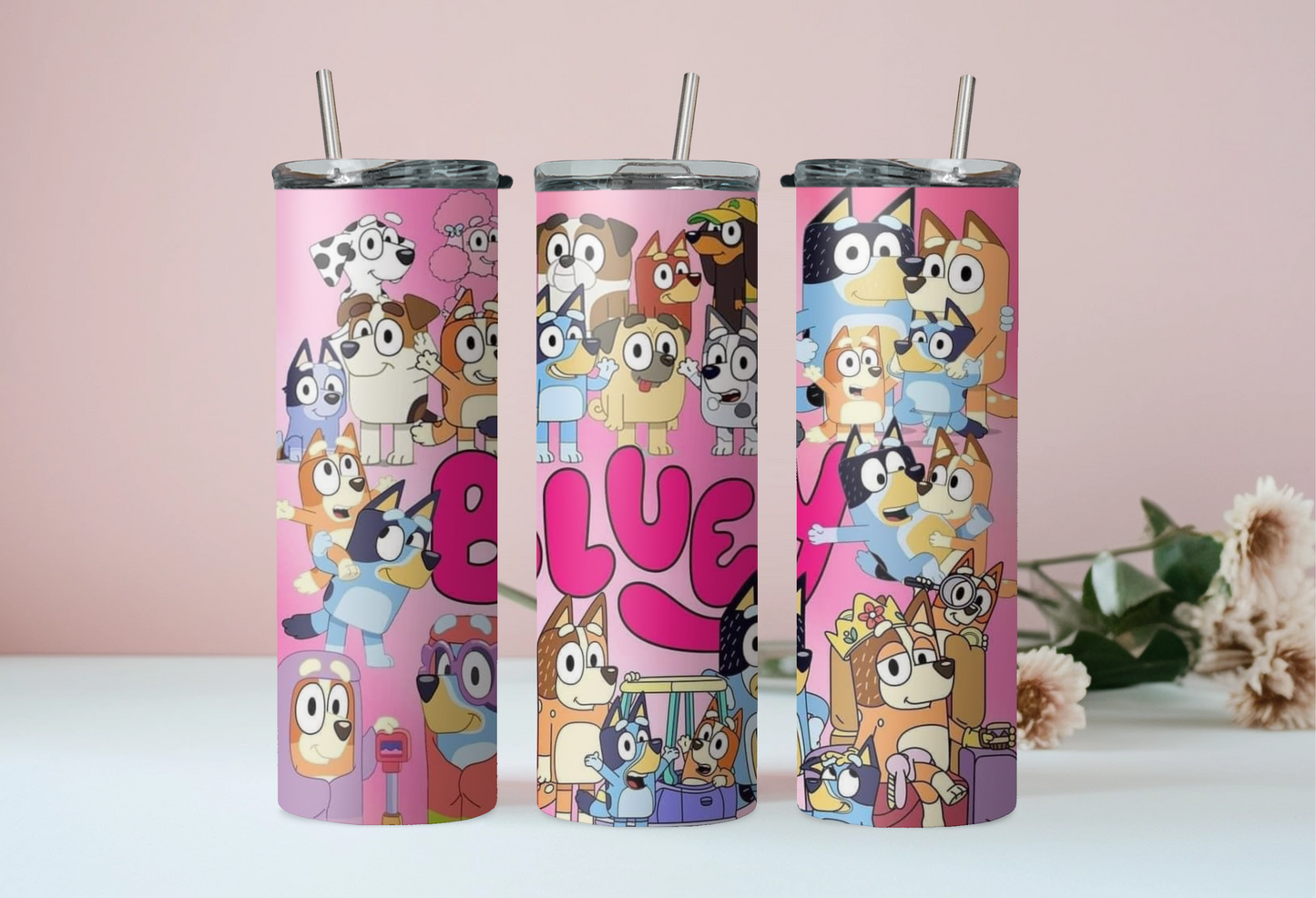 Bluey and Friends Pink Tumbler