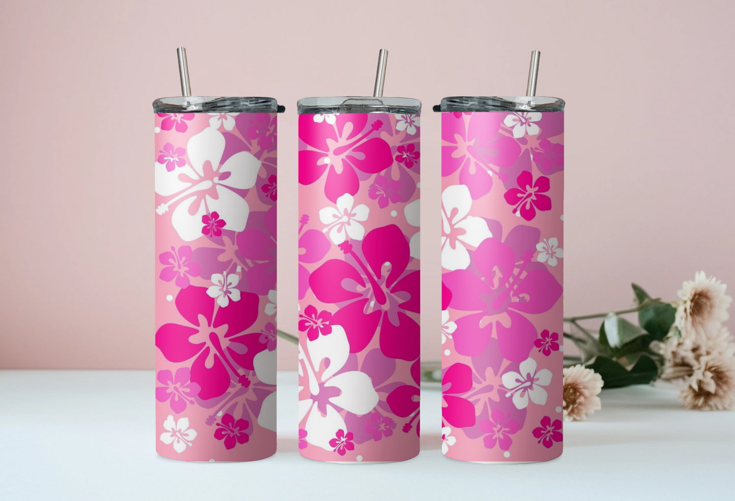 Pink Hawaiian Flowers Tumbler