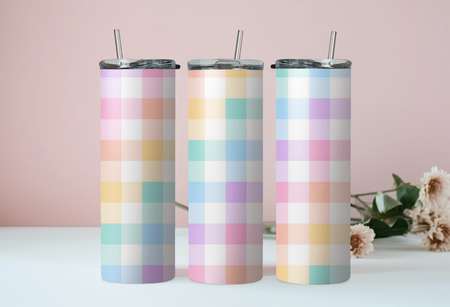 Pastel Plaid Tumbler