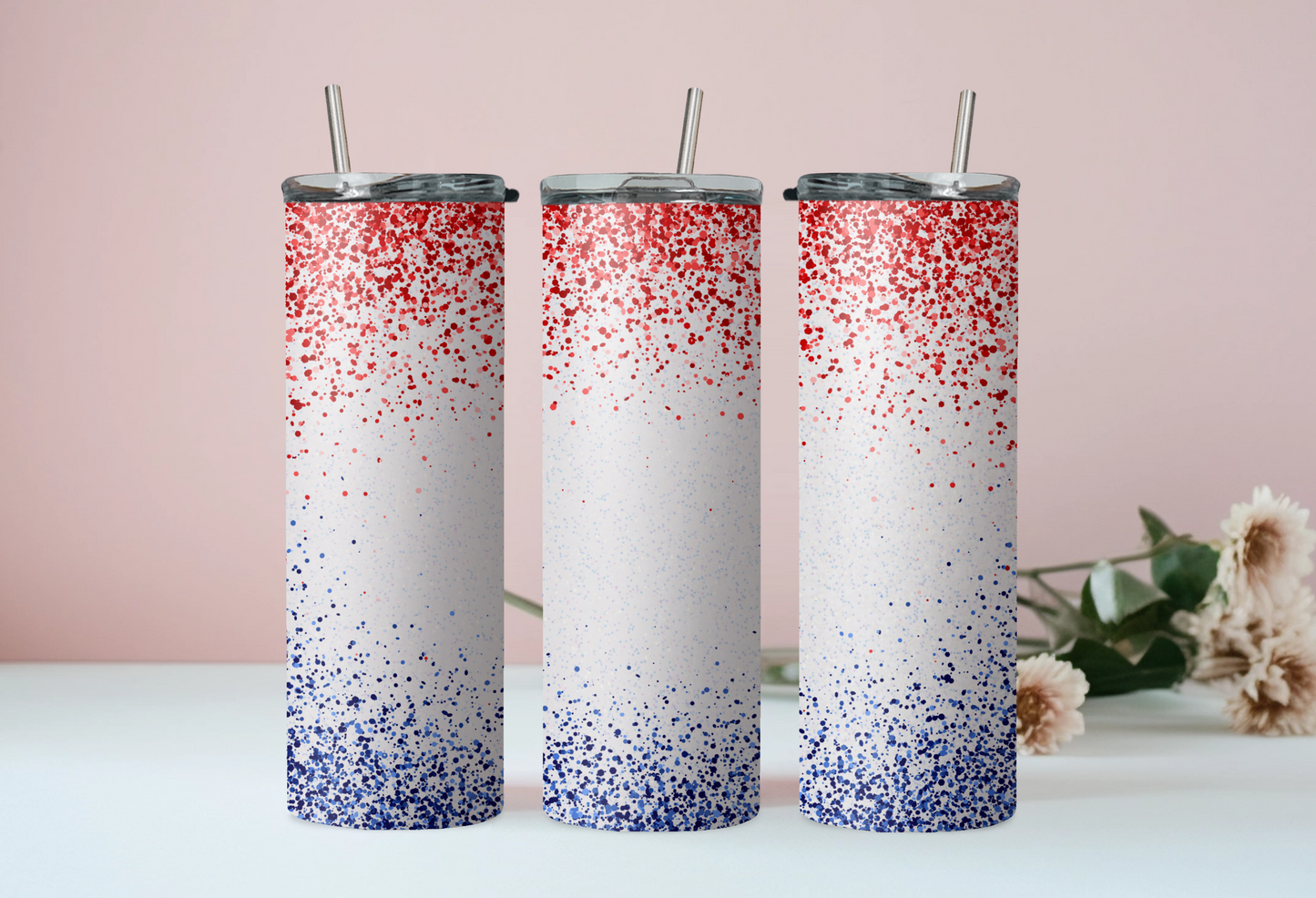 Red White & Blue Custom Name Tumbler