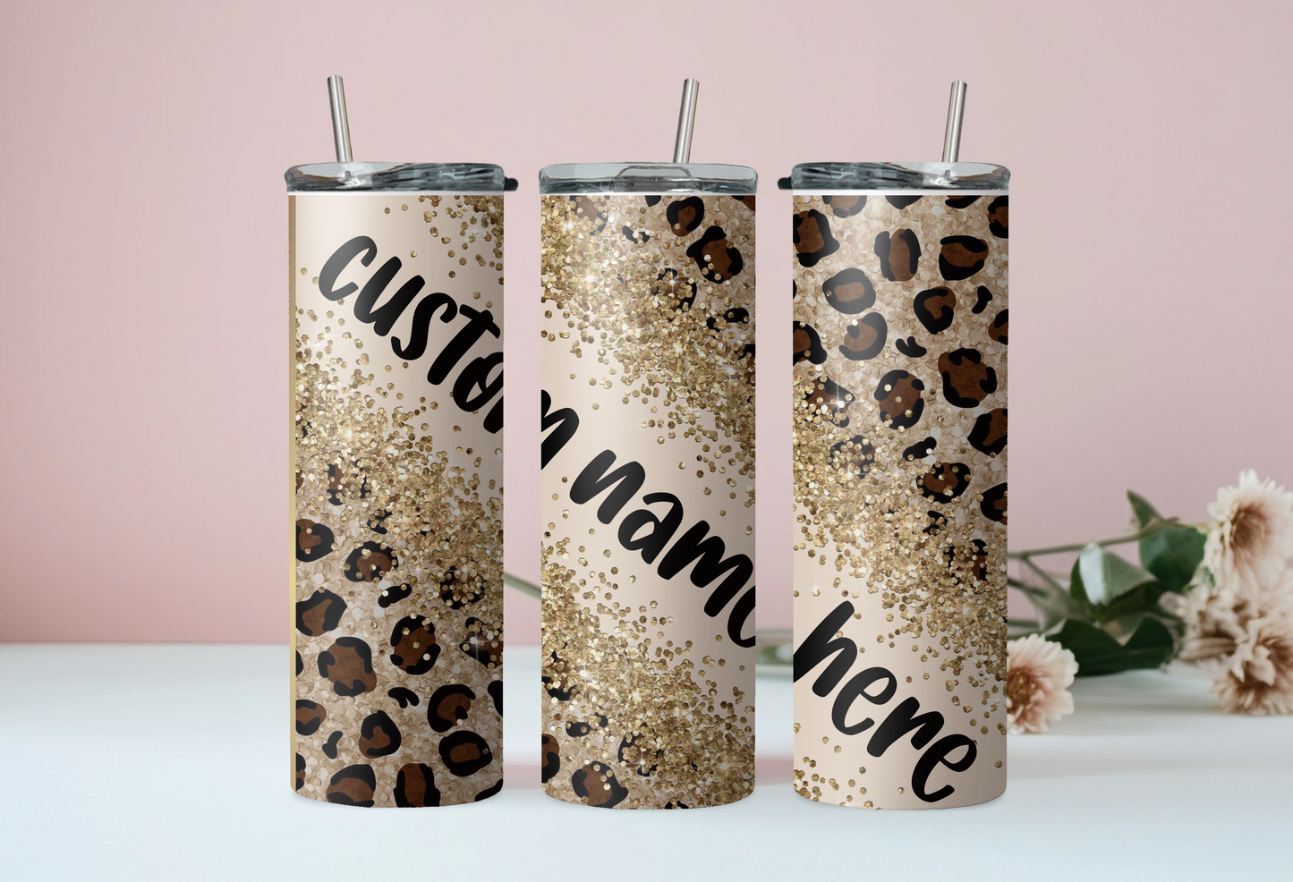 Custom Leopard Sparkle Tumbler