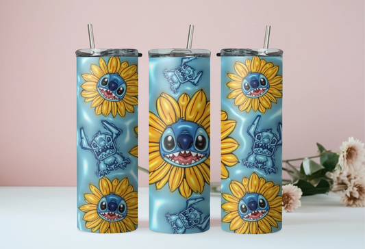 Sunflower Stitch Blue Tumbler