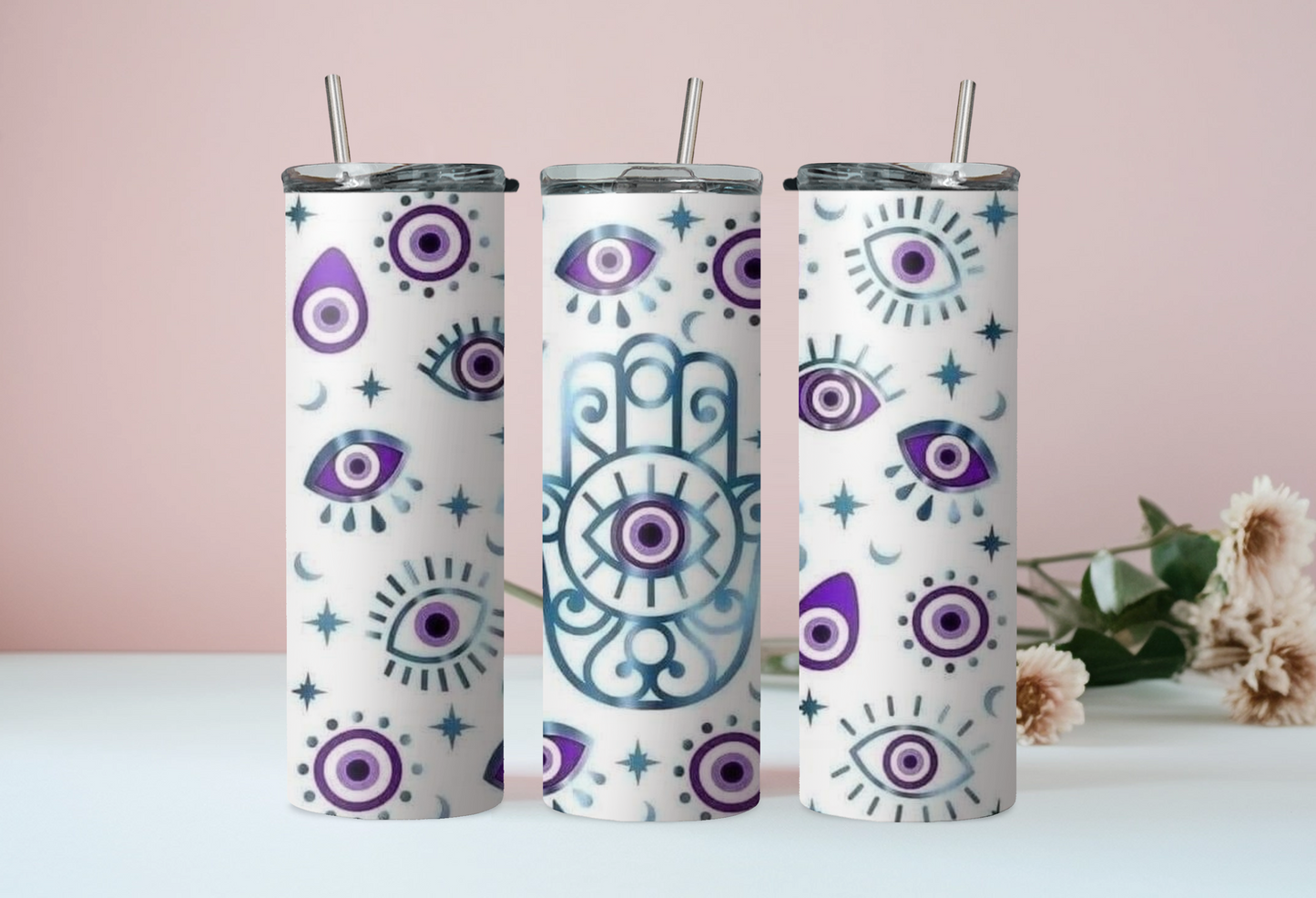 Purple Evil Eye Tumbler