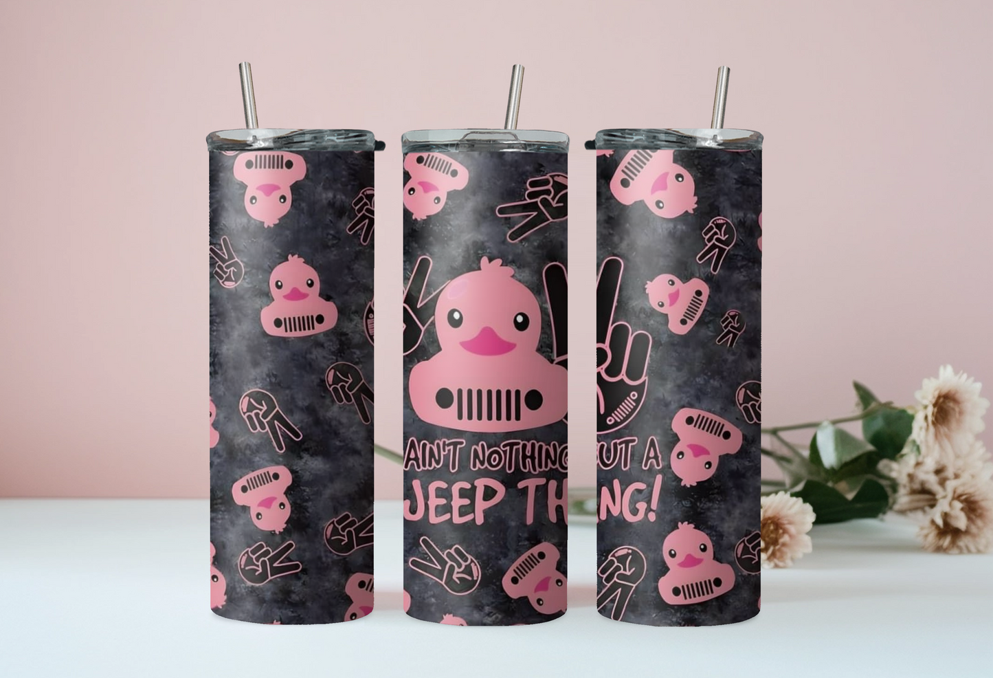 Black and Pink Jeep Thing Tumbler