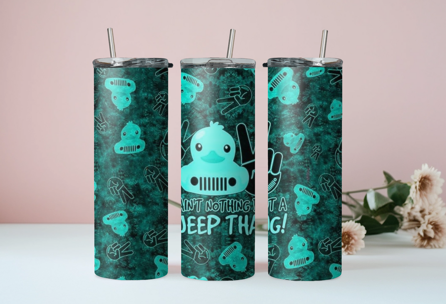 Teal Jeep Thing Tumbler