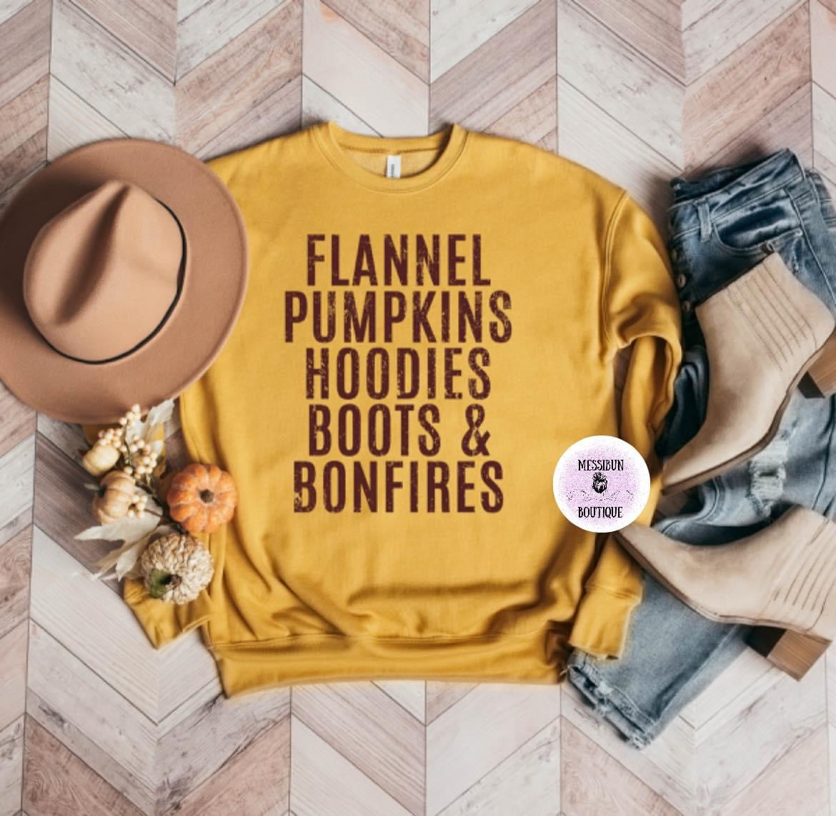 Flannel Pumpkins Hoodies Boots & Bonfires