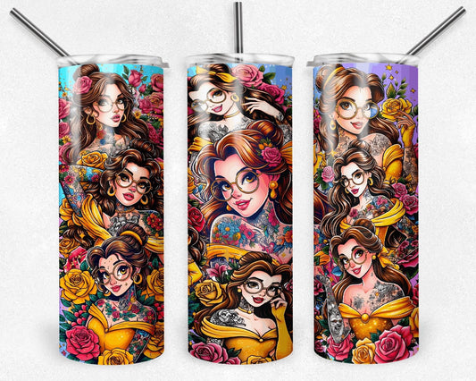 Belle With Glasses Tatted Tumbler